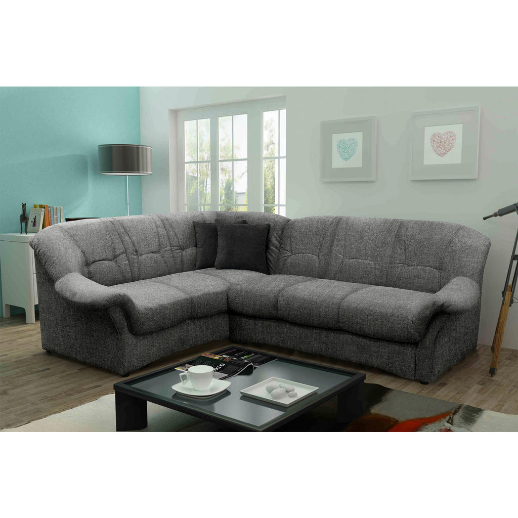 Thumbnail - Mid.you Ecksofa, Dunkelgrau, Textil, Uni, 5-Sitzer, L-Form, 243x192 cm, Made in EU, FSC Mix, Rücken echt, Armteil links,...