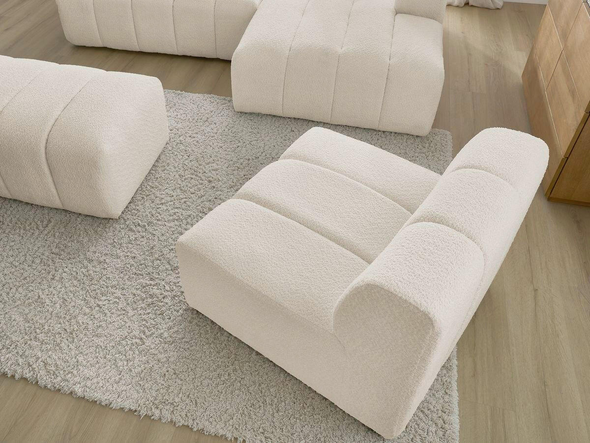 ECKSOFA Ottomane rechts  ANNECY Beige Bouclé  - Beige/Schwarz, MODERN, Kunststoff/Textil (262/170cm)