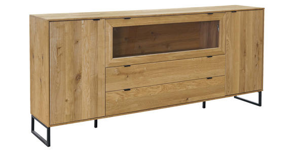 SIDEBOARD Eichefarben  212/93,6/40 cm  - Eichefarben/Schwarz, Natur, Glas/Holz (212/93,6/40cm) - Carryhome