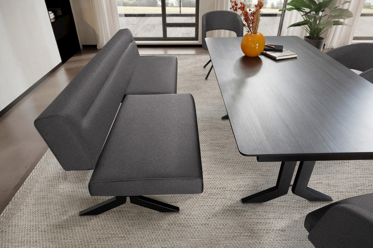 SITZBANK in Metall, Textil Grau  - Schwarz/Grau, Konventionell, Textil/Metall (220/87/70-86cm) - Moderano