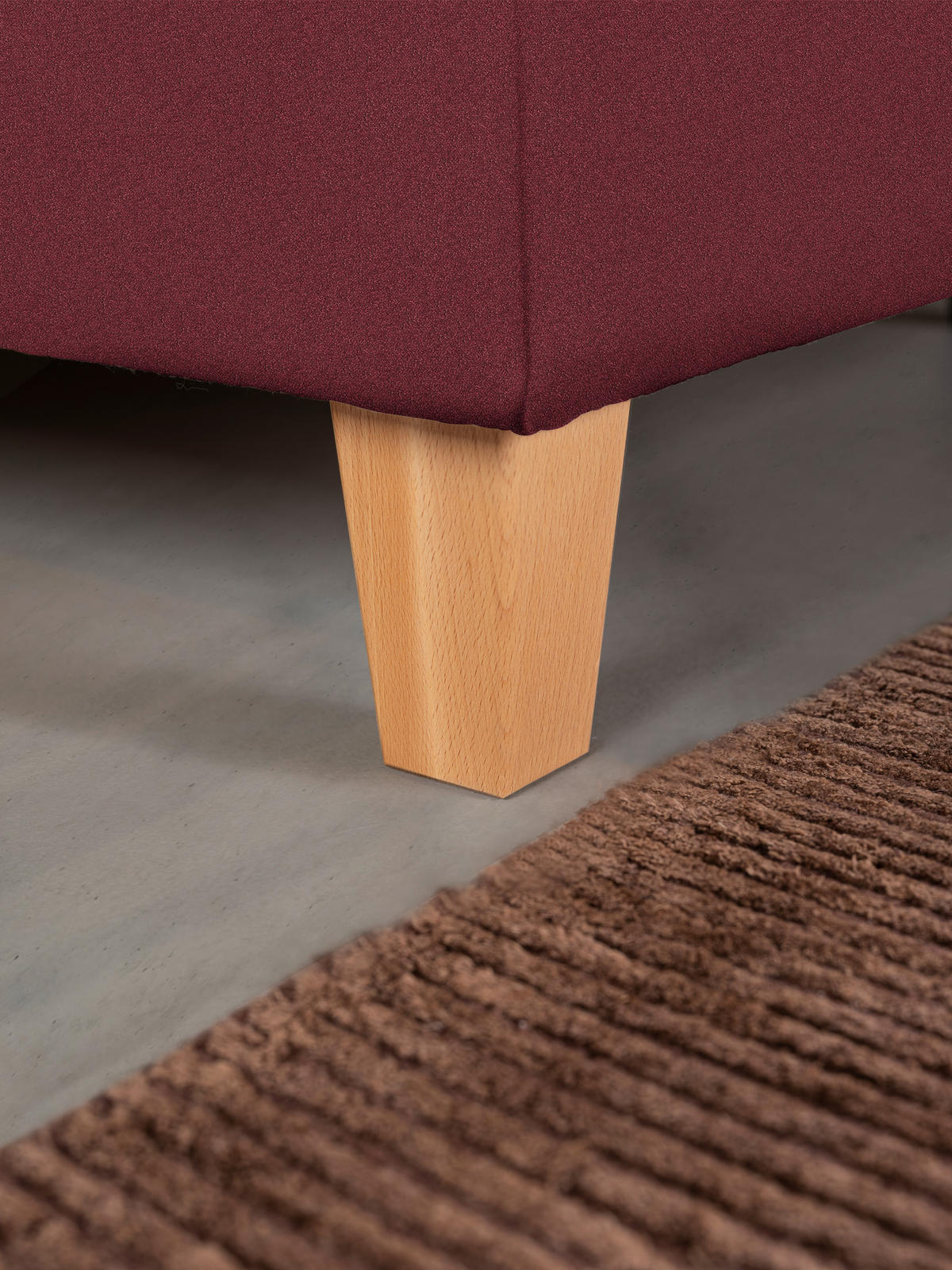 POLSTERBETT 180/200 cm  in Buchefarben, Weinrot  - Weiss/Buchefarben, Design, Holz/Textil (180/200cm) - Valnatura