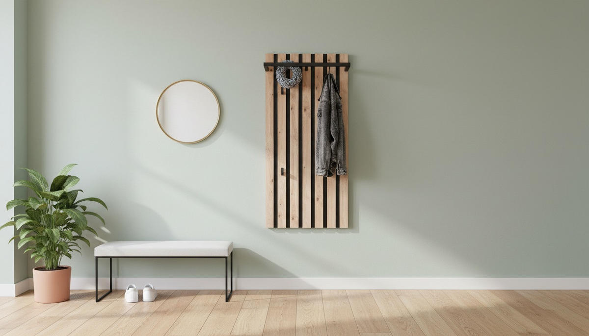 NÁSTĚNNÁ ŠATNA, 45/90/23 cm - černá/hnědá, Design, kompozitní dřevo (45/90/23cm) - Xora