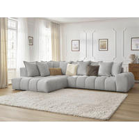 ECKSOFA Ottomane links  EVEREST Hellgrau Struktur  - Hellgrau/Schwarz, MODERN, Kunststoff/Textil (210/352cm)