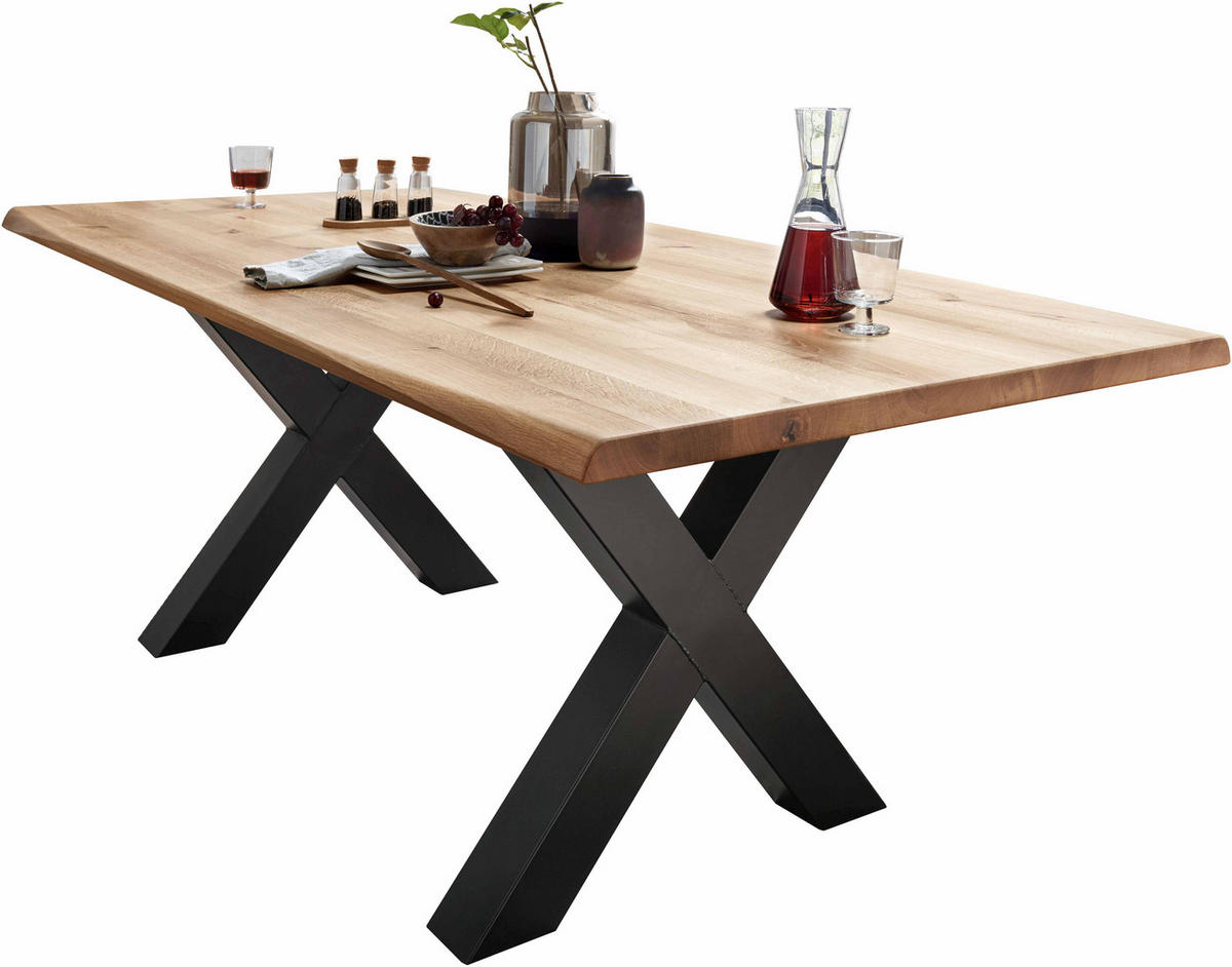 ESSTISCH in Holz 260/100/75 cm  - Wildeiche/Schwarz, LIFESTYLE, Holz/Metall (260/100/75cm) - Linea Natura