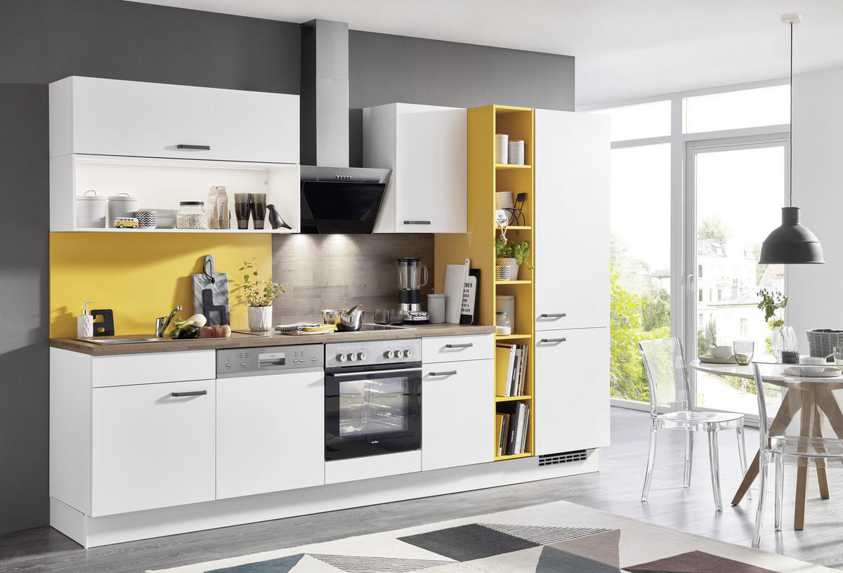 KUCHYNSKÁ LINKA SILVIO 320 - žltá/biela, Design, kompozitné drevo (320cm) - Celina