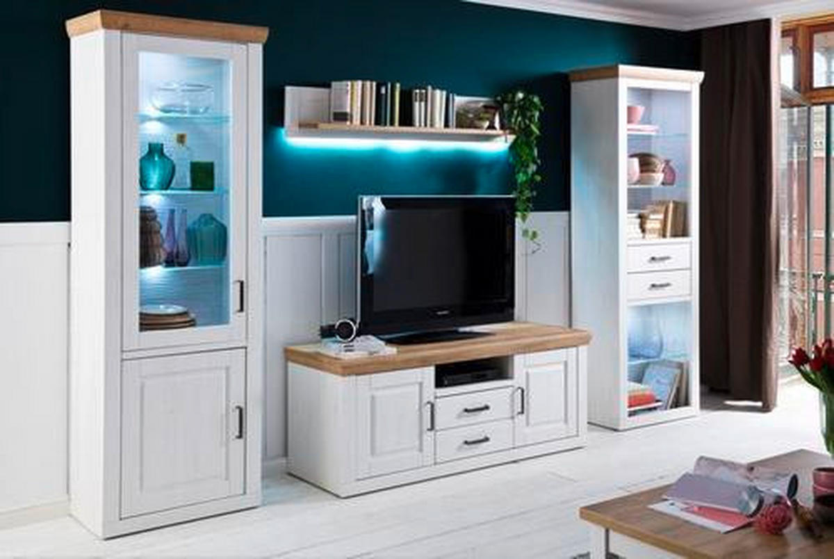 VITRINE in Eichefarben, Pinienfarben  - Eichefarben/Schwarz, Lifestyle, Glas/Holzwerkstoff (73/210/40cm) - Livetastic