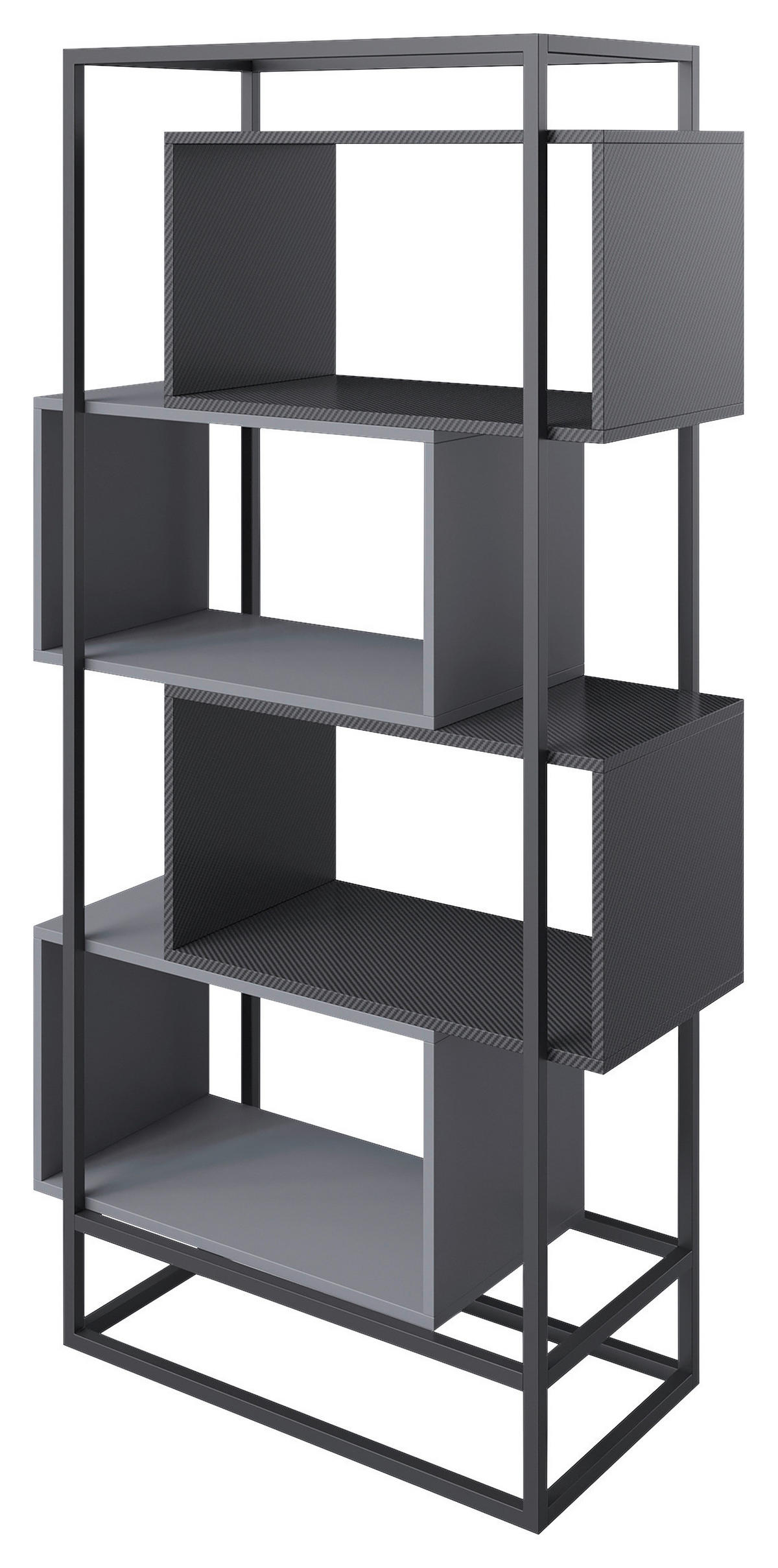 REGAL 70/164/38 cm siva, črna  - siva/črna, Moderno, kovina/leseni material (70/164/38cm) - Minecraft