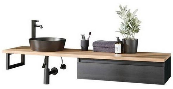 WASCHTISCHKOMBI 160 cm - Eichefarben/Schwarz, Keramik/Holzwerkstoff (160cm) - Novel
