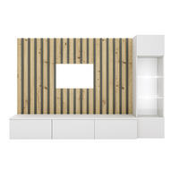 REGAL ZA DNEVNI BORAVAK siva, crna, bijela, hrast Artisan   - bijela/siva, Design, staklo/drvni materijal (220/148/35cm) - MID.YOU