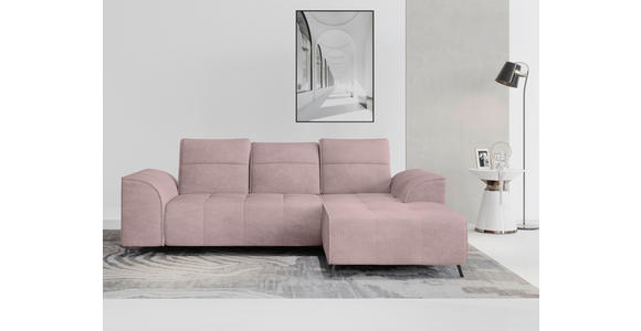 ECKSOFA Altrosa Cord Rücken echt, Kopfteilverstellung, Sitzvorzug  - Schwarz/Altrosa, KONVENTIONELL, Textil/Metall (290/196cm) - Carryhome