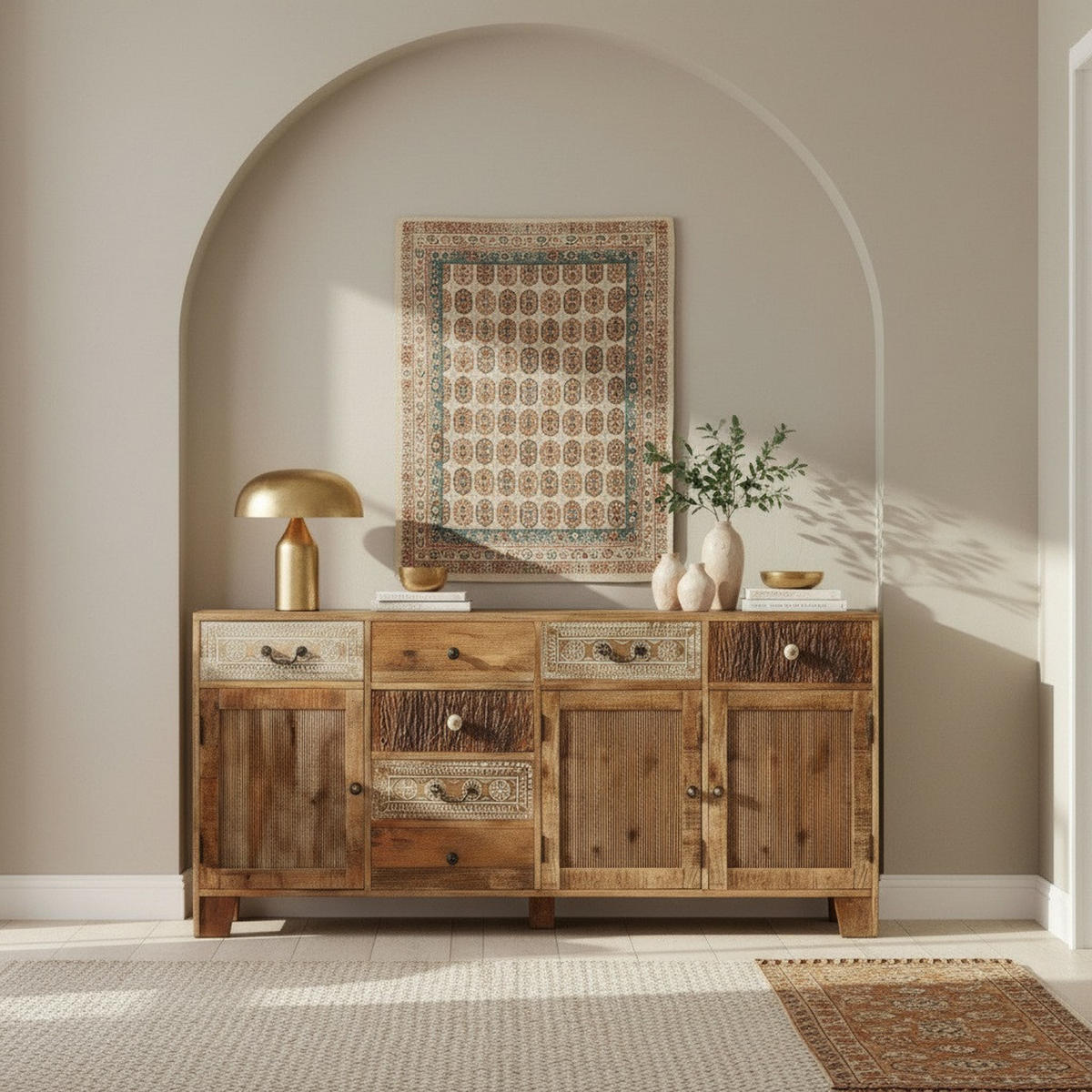 SIDEBOARD  180/80/44 cm 7 Schublade(n)  - Dunkelbraun/Messingfarben, Design, Keramik/Holz (180/80/44cm) - Landscape