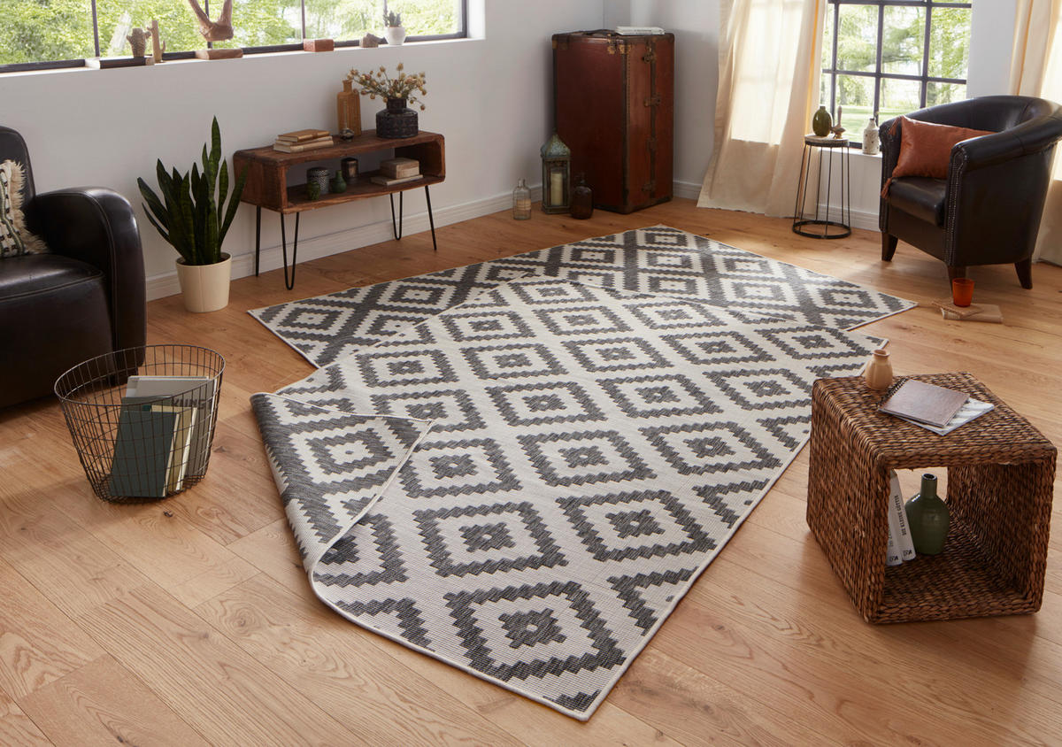 OUTDOORTEPPICH 80/150 cm Twin Creme, Grau  - Creme/Grau, Basics, Kunststoff (80/150cm)