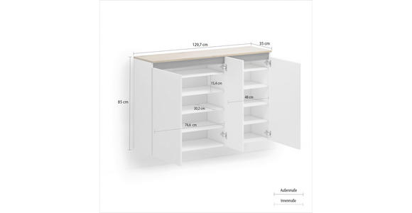 HÄNGESCHUHSCHRANK 129,7/85/35,1 cm - Anthrazit/Weiß, Design, Holzwerkstoff (129,7/85/35,1cm) - Xora
