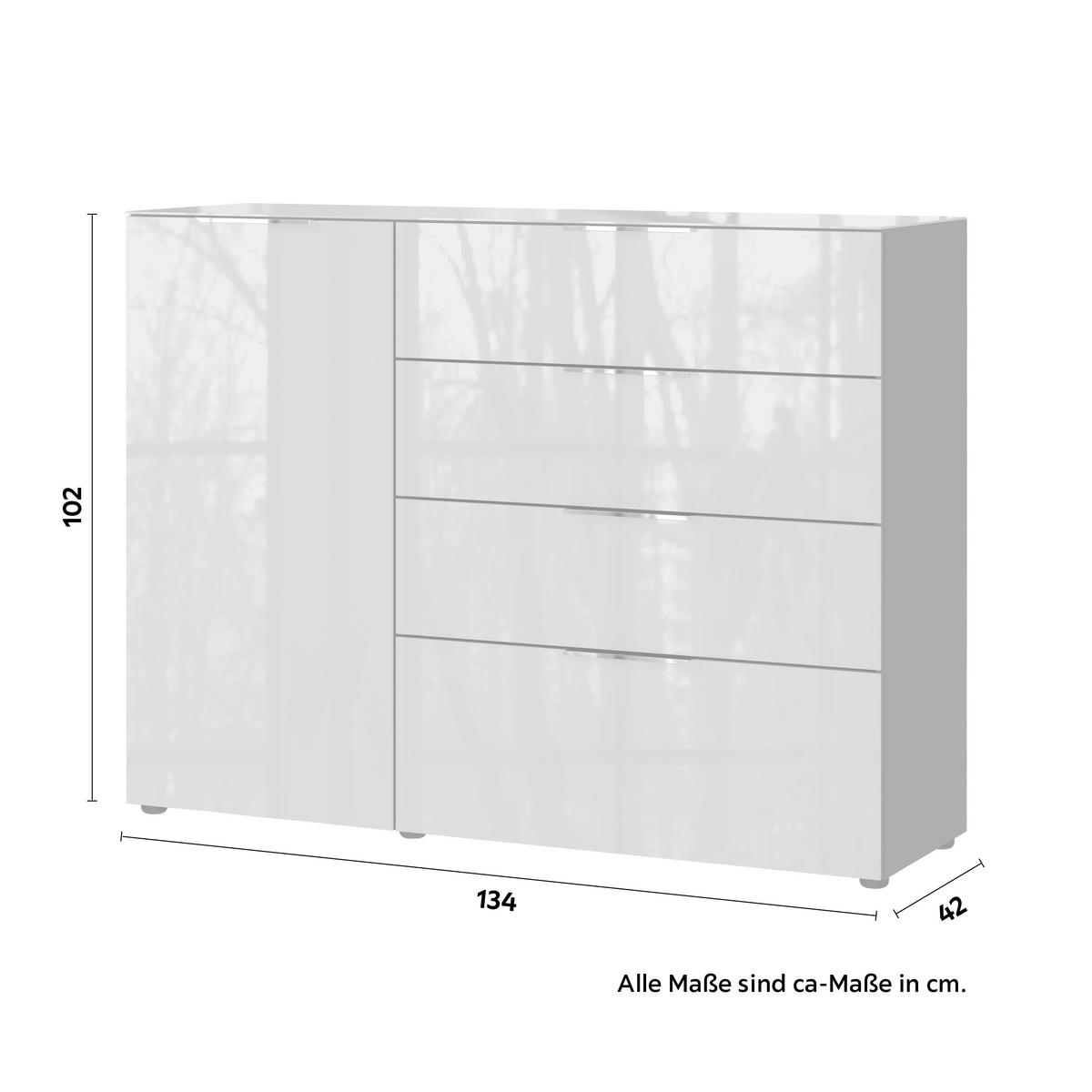 TÁLALÓSZEKRÉNY 134/102/42 cm  - ezüst/grafitszürke, Modern, műanyag/faalapú anyag (134/102/42cm) - Premium Living