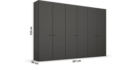 DREHTÜRENSCHRANK 301/223/60 cm 6-türig Graphitfarben - Graphitfarben, Trend, Glas/Holzwerkstoff (301/223/60cm) - Novel