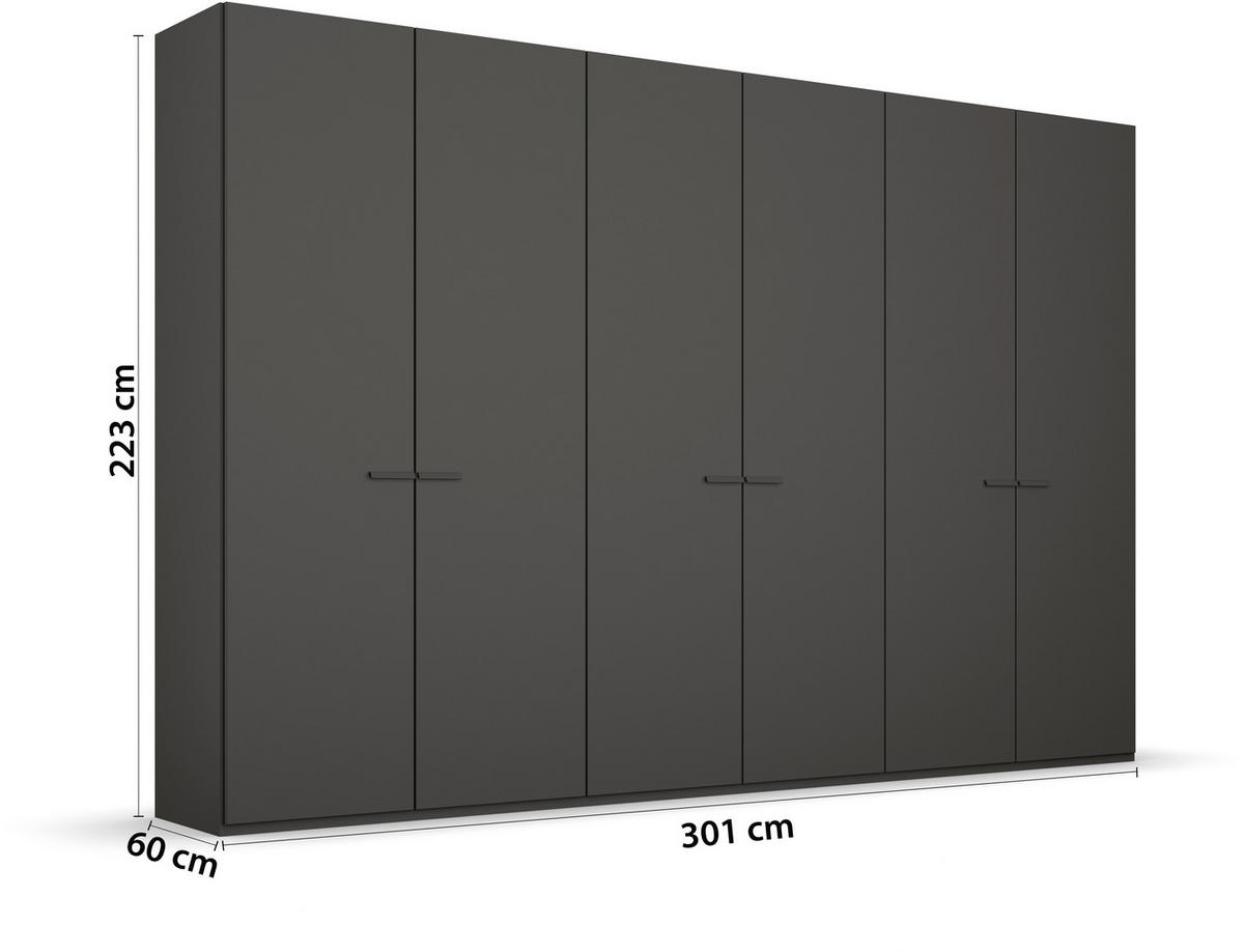 DREHTÜRENSCHRANK in Graphitfarben  - Graphitfarben, Trend, Glas/Holzwerkstoff (301/223/60cm) - Novel