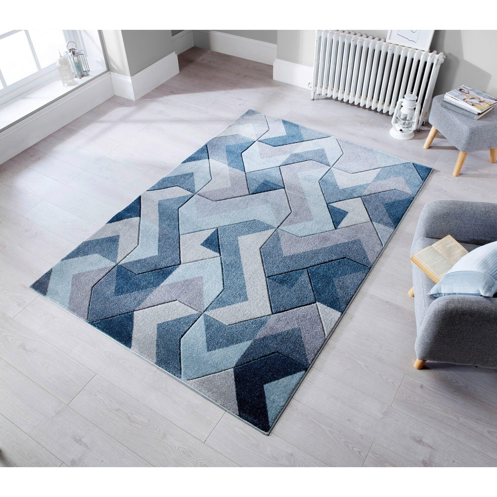 WEBTEPPICH 120/170 cm AURORA Blau - Blau, KONVENTIONELL, Textil (120/170cm)