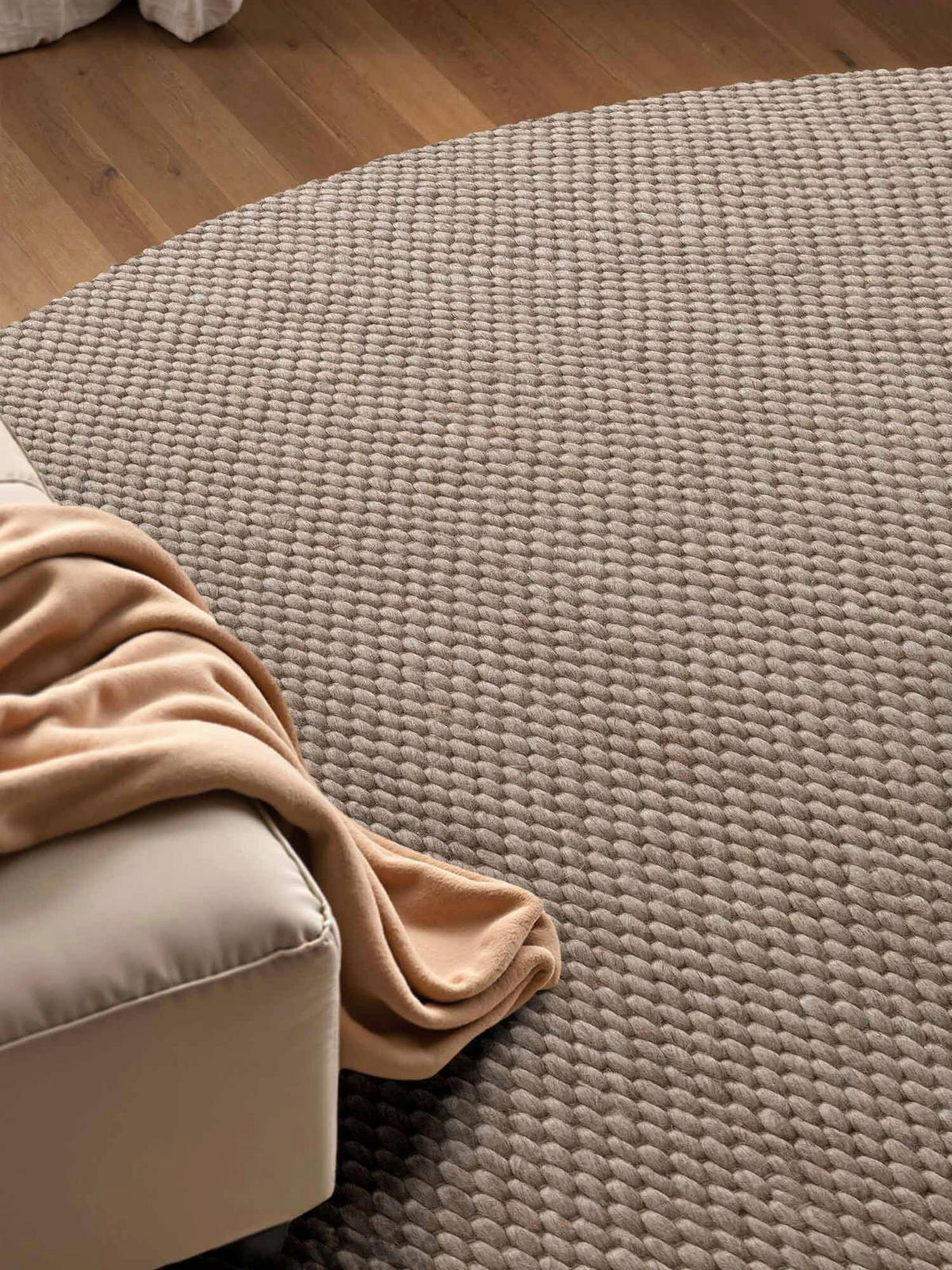 WOLLTEPPICH 200 cm Lyon Beige rund  - Beige, Basics, Textil (200cm) - Elle Decoration