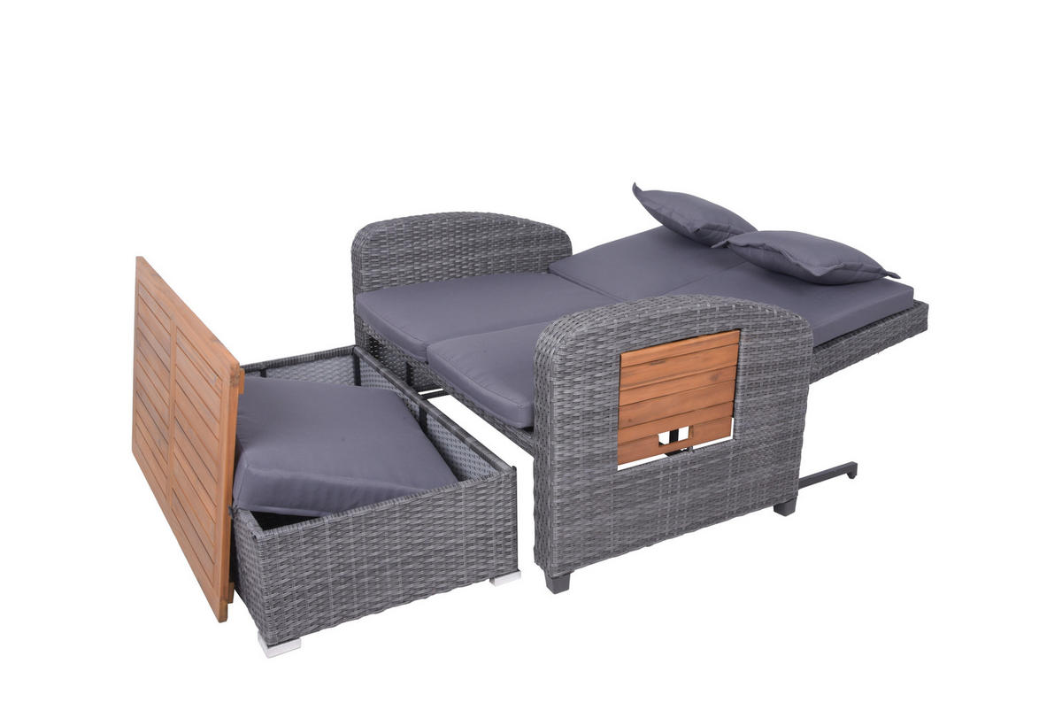 LOUNGEGARNITUR   116/95/118 cm Akazie massiv Stahl  - Dunkelgrau/Anthrazit, Basics, Holz/Kunststoff (116/95/118cm) - Gardenson