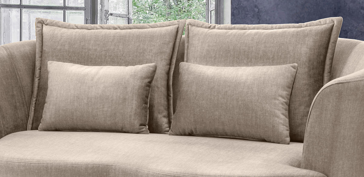 3-SITZER-SOFA in Velours Beige  - Beige/Schwarz, Modern, Textil/Metall (209/85/101cm) - Livetastic