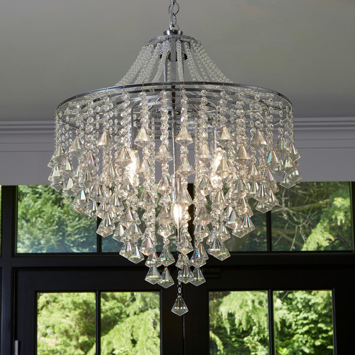 HÄNGLAMPA Dorchester 64/120 cm  - kromfärg, Klassisk, metall/glas (64/120cm)