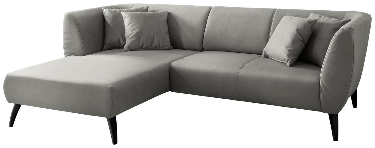 ECKSOFA in Lederlook Grau  - Schwarz/Grau, Modern, Holz/Textil (160/264cm) - Livetastic