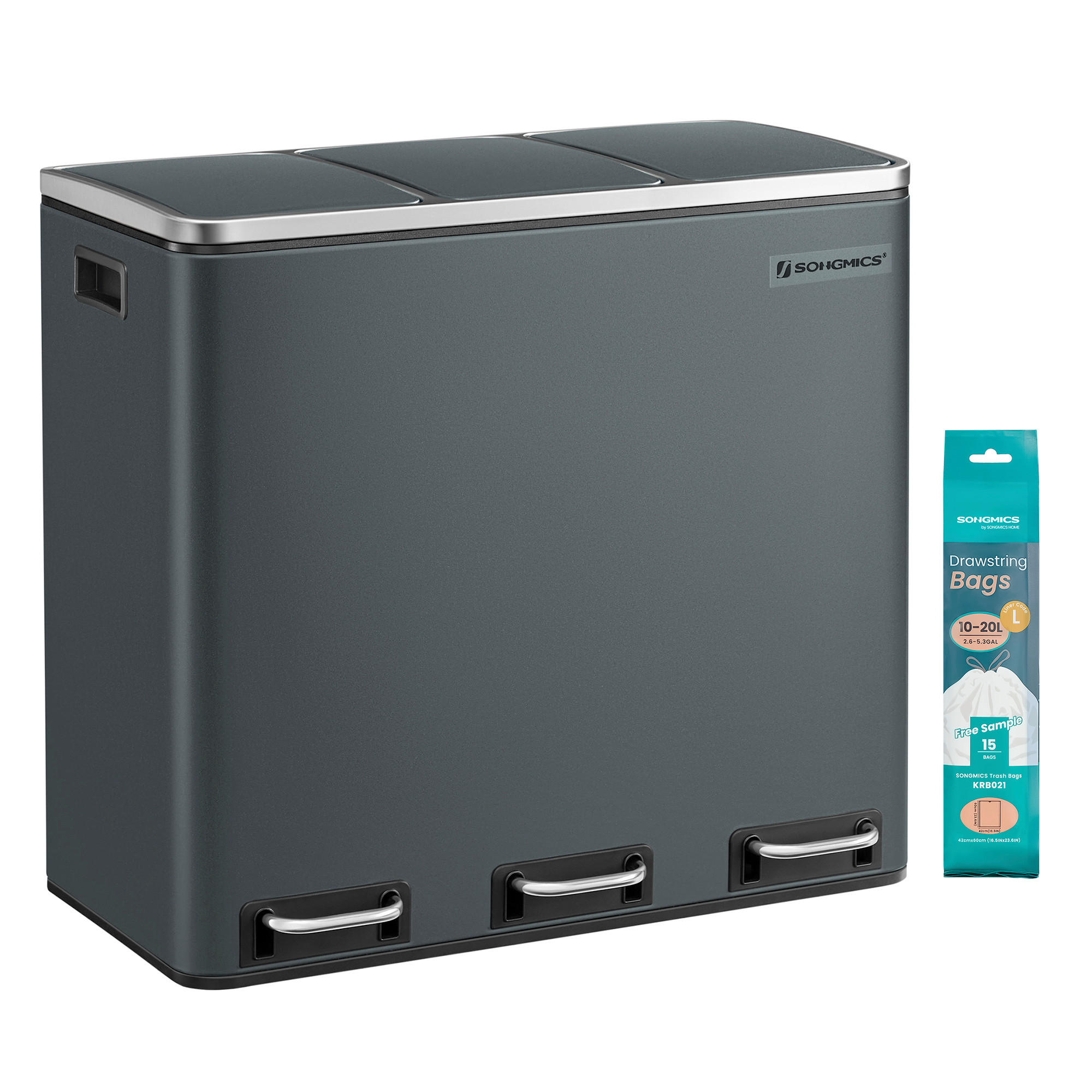 ABFALLSAMMLER 54 L  - Schwarz/Grau, Basics, Kunststoff/Metall (61/55,5/31,5cm)