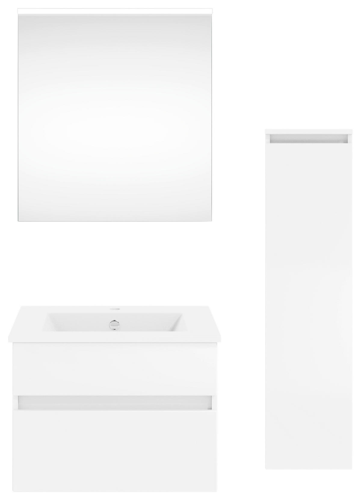 BADEZIMMER 92,2 cm  - Weiss Hochglanz/Weiss, Konventionell, Holzwerkstoff (92,2cm) - Puris