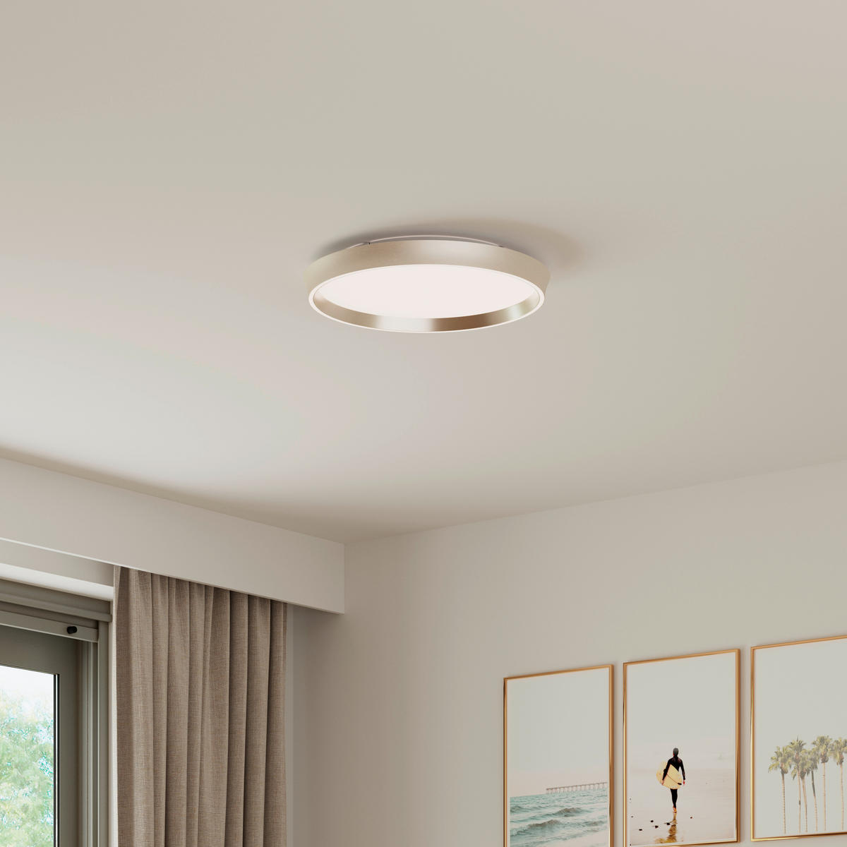 LED-DECKENLEUCHTE 49/8 cm  - Weiß/Nickelfarben, Design, Kunststoff/Metall (49/8cm) - Dieter Knoll