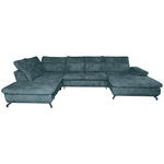 WOHNLANDSCHAFT in Struktur Blau  - Blau/Schwarz, KONVENTIONELL, Textil/Metall (253/357/188cm) - Carryhome