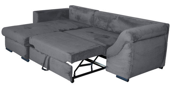 ECKSOFA  in Cord Dunkelgrau  - Dunkelgrau/Schwarz, KONVENTIONELL, Textil/Metall (168/258cm) - Carryhome