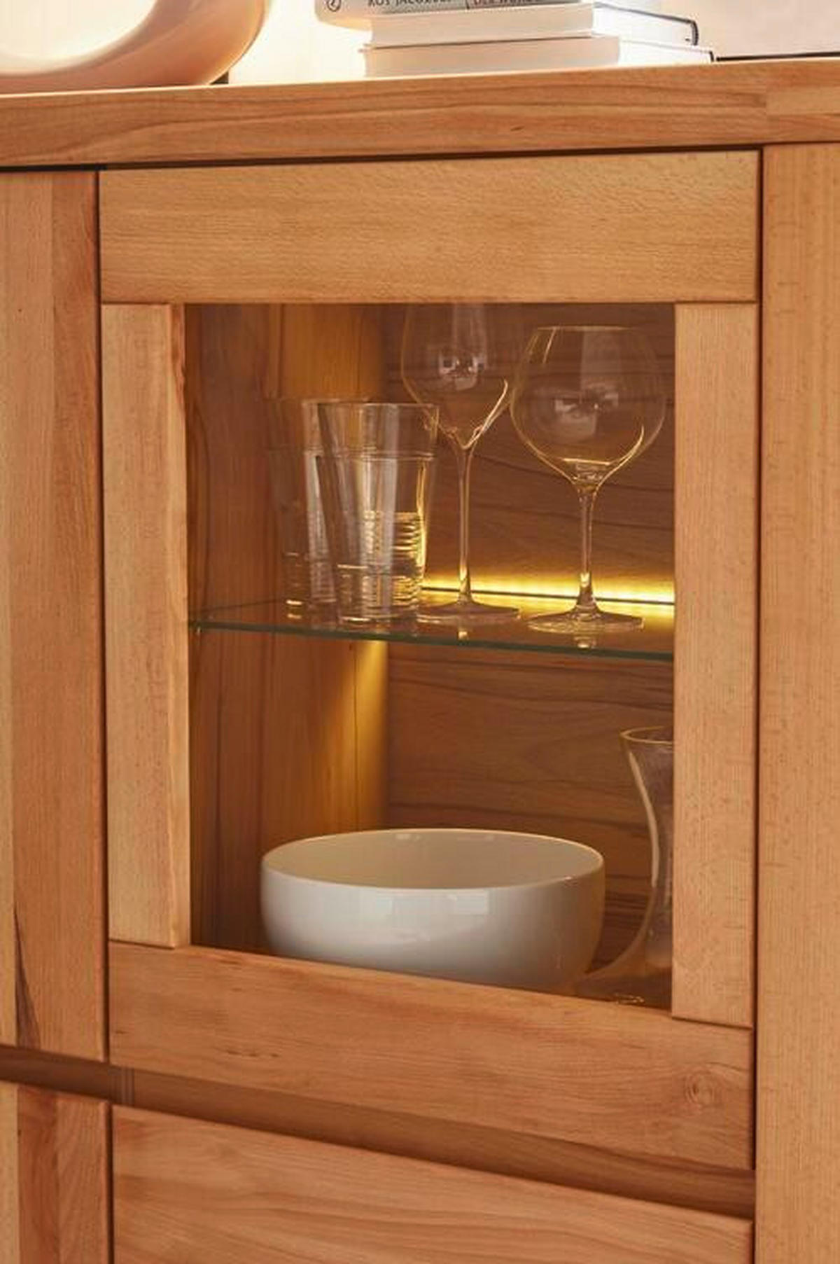 HIGHBOARD Kernbuche  99/140/38 cm  - Kernbuche/Grau, Konventionell, Glas/Holz (99/140/38cm) - Voleo