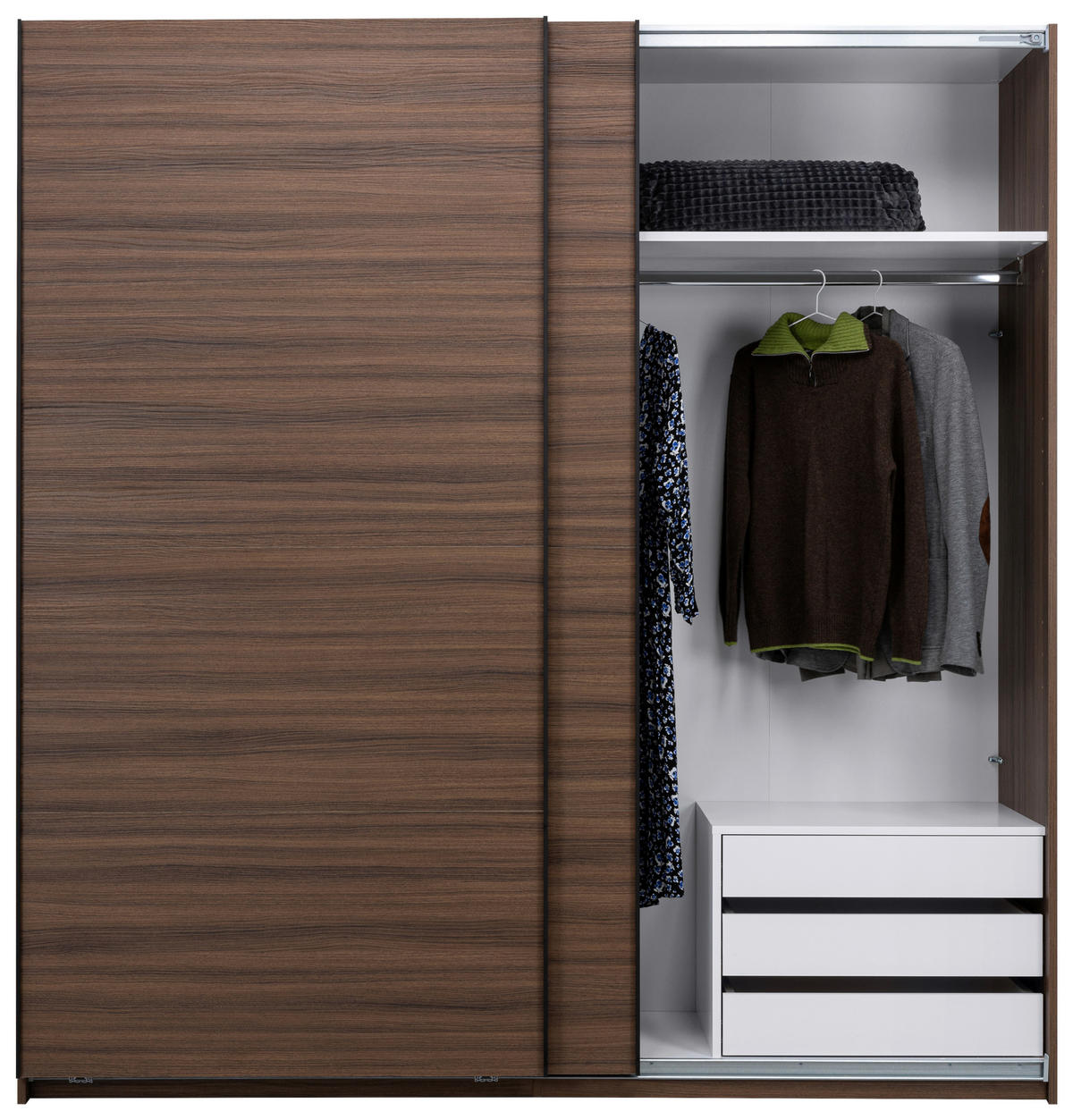 SCHIEBETÜRENSCHRANK 200/211,5/61,5 cm 2-türig Walnussfarben  - Walnussfarben/Schwarz, MODERN, Holzwerkstoff/Metall (200/211,5/61,5cm) - MID.YOU
