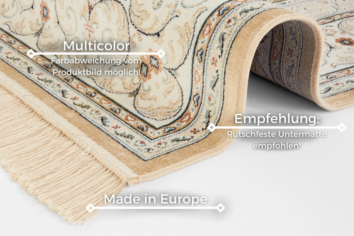 VINTAGE-TEPPICH 95/140 cm Naveh Creme, Beige  - Beige/Creme, Basics, Textil (95/140cm) - Novel