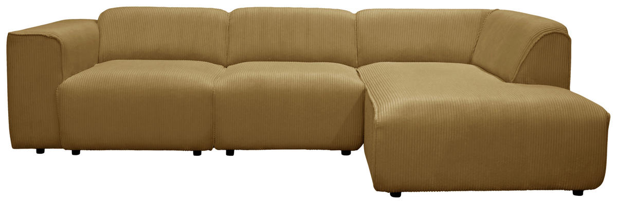ECKSOFA ANTHONY Gelb Cord  - Gelb/Schwarz, Design, Kunststoff/Textil (275/163cm) - MID.YOU