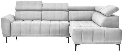 ECKSOFA in Velours Hellgrau  - Hellgrau/Schwarz, Design, Textil/Metall (261/191cm) - Stylife