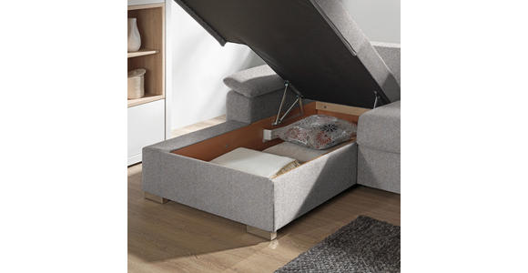 ECKSOFA in Flachgewebe Blaugrau - Chromfarben/Blaugrau, KONVENTIONELL, Textil/Metall (176/285cm) - Novel