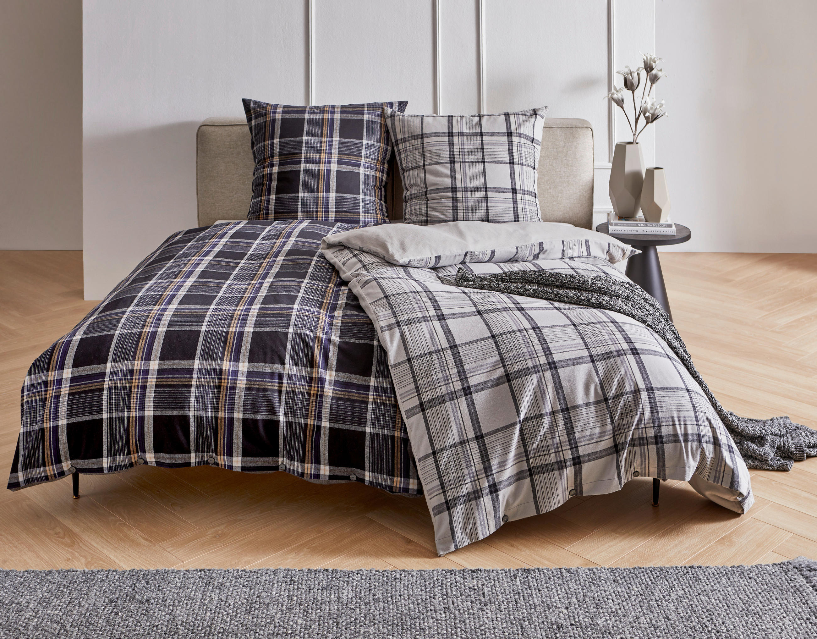 WENDEBETTWÄSCHE Margo Biber 135/200 cm  - Taupe, KONVENTIONELL, Textil (135/200cm) - Dieter Knoll