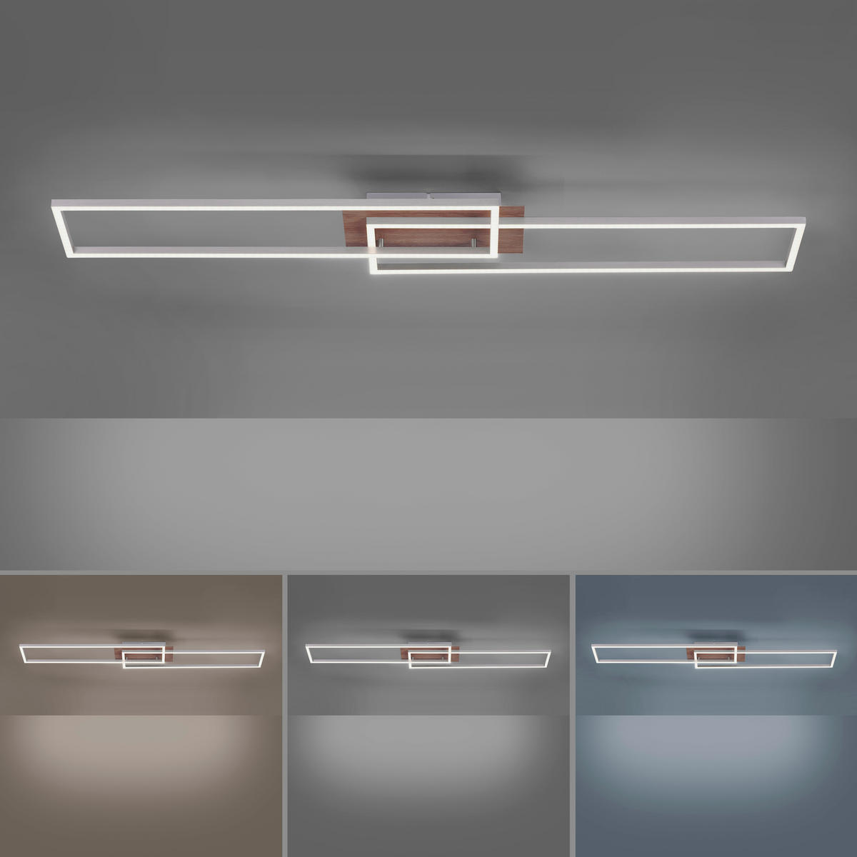LED SVJETILJKA STROPNA Iven  - boje hrasta/boje nikla, Design, metal/plastika (110/25/7cm)