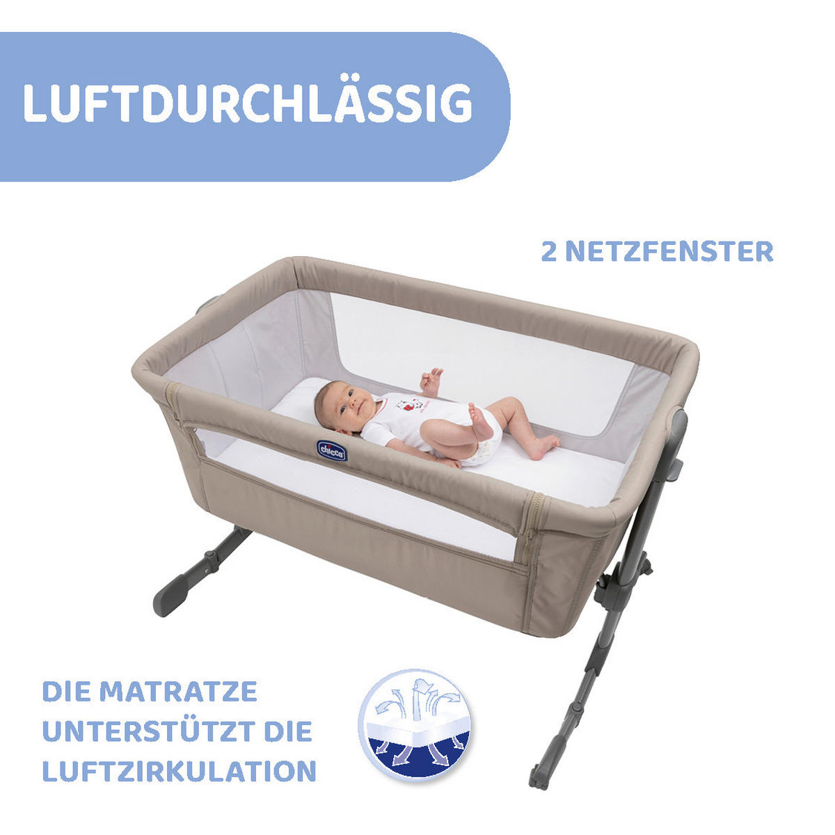 BEISTELLBETT NEXT2ME ESSENTIAL  - Beige, Basics, Textil/Metall (98/65/80/70,5cm) - Chicco