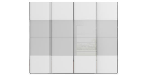 SCHWEBETÜRENSCHRANK  in Weiß, Seidengrau  - Chromfarben/Seidengrau, KONVENTIONELL, Glas/Holzwerkstoff (271/223/68cm) - Novel