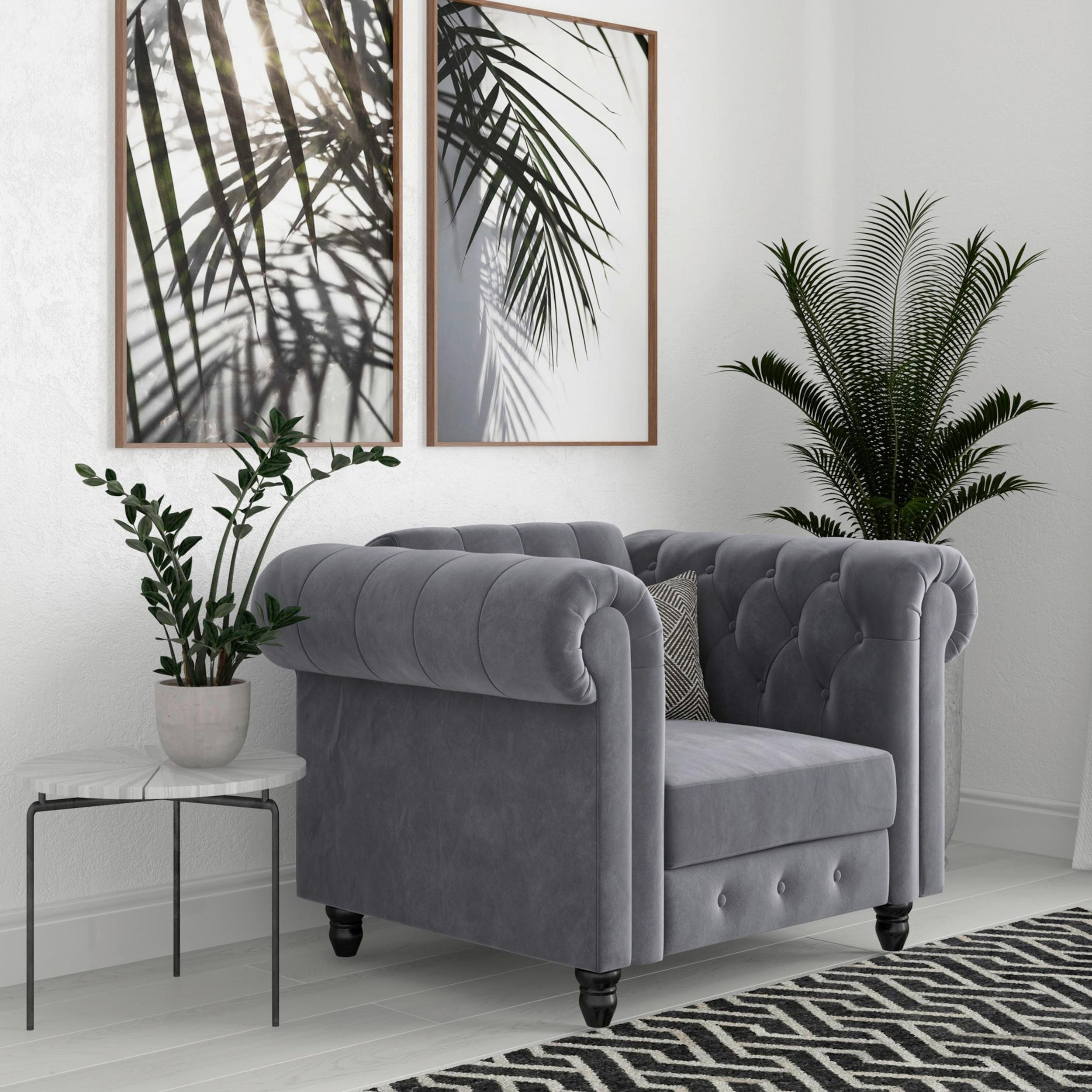 SESSEL in Velours Anthrazit  - Anthrazit/Schwarz, Basics, Holz/Textil (111/83/87cm) - Livetastic
