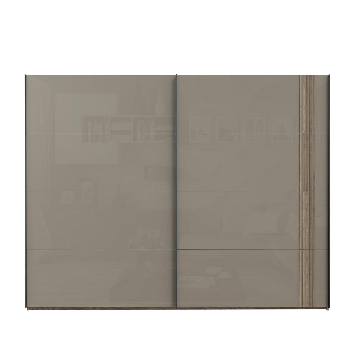 DULAP CU UȘI CULISANTE in culoare lemn stejar, bej  - bej/culoare lemn stejar, Modern, metal/material pe bază de lemn (220,1/210,5/61,2cm) - Hom`in