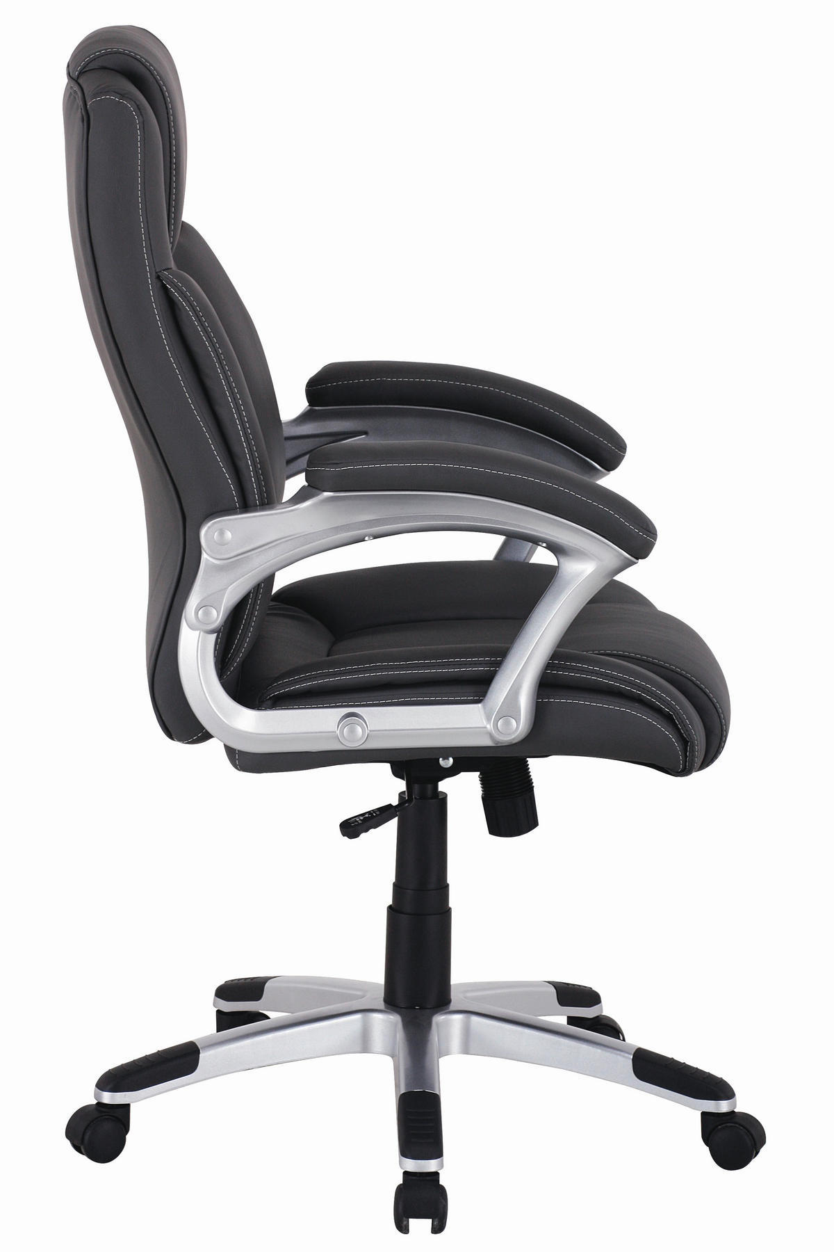 CHEFSESSEL Lederlook Grau, Silberfarben  - Silberfarben/Weiß, Design, Kunststoff/Textil (65/109-119/65cm) - Carryhome