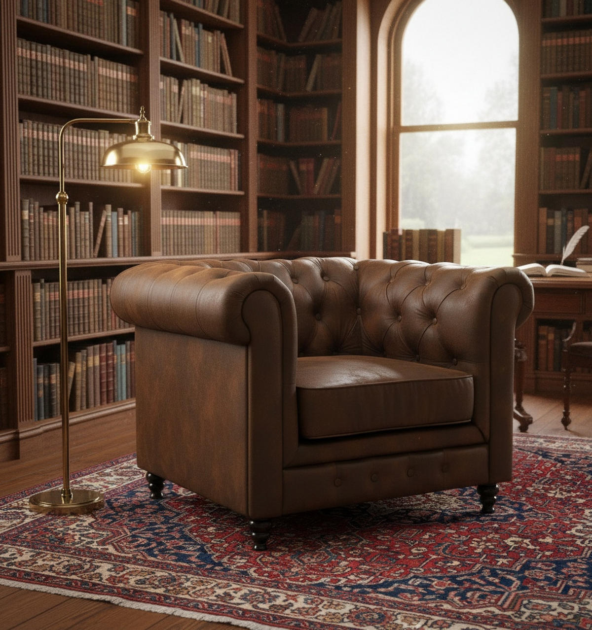 CHESTERFIELD-SESSEL - Schwarz/Braun, Basics, Holz/Textil (102/73/87cm) - Xora