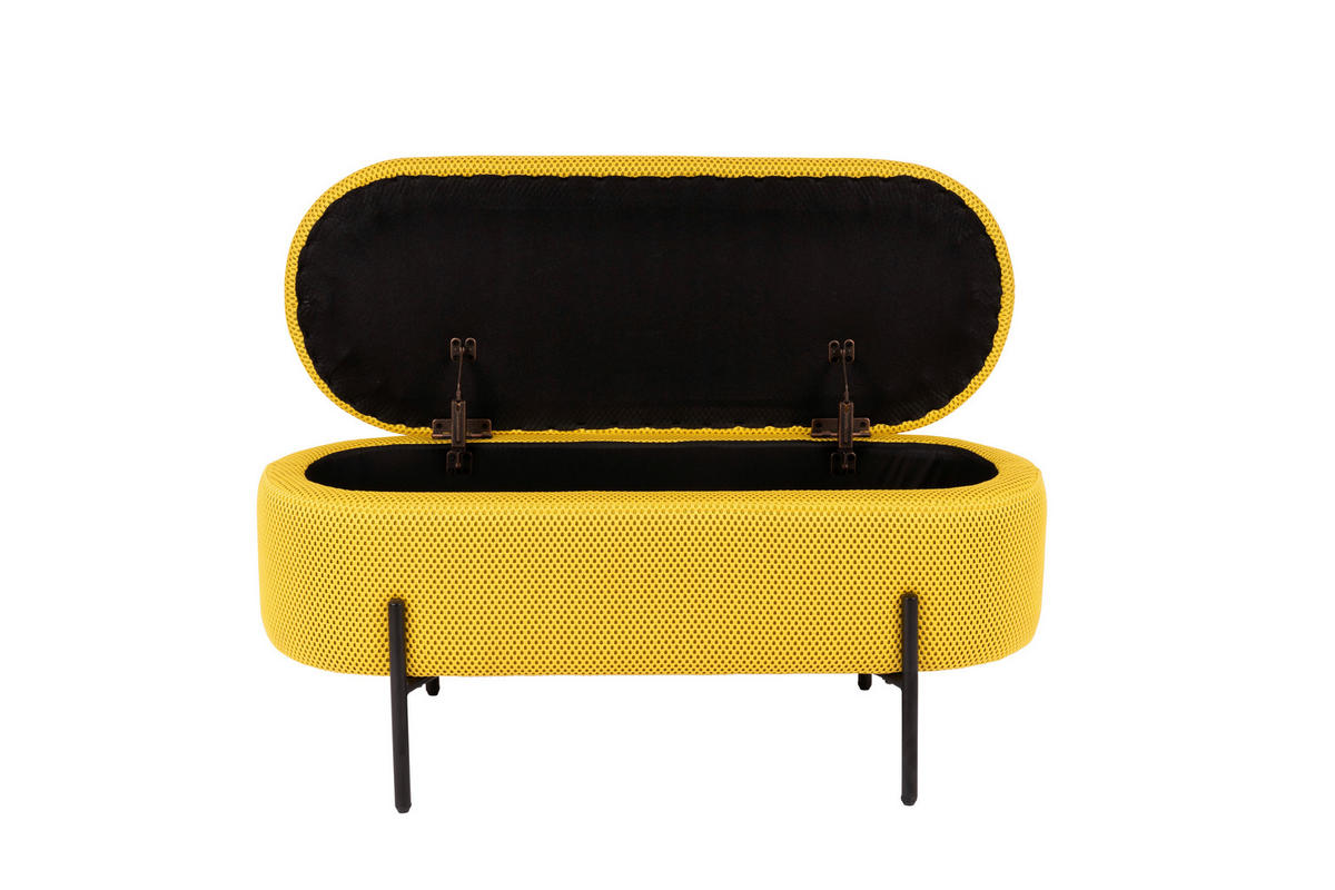 HOCKERBANK in Metall, Textil Gelb, Schwarz  - Gelb/Schwarz, Design, Textil/Metall (95/36/43cm)