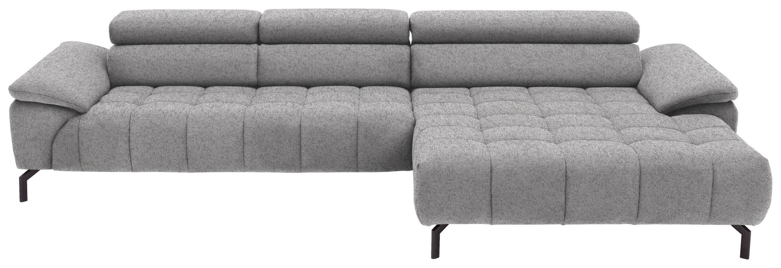 CANAPÉ D'ANGLE in Webstoff Hellbraun  - Hellbraun/Schwarz, Design, Textil/Metall (329/190cm) - Beldomo Style
