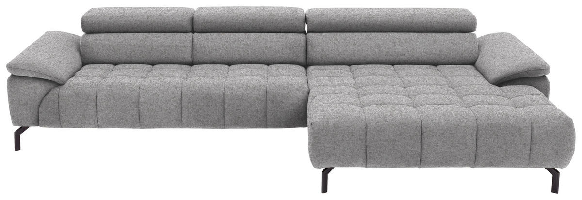 CANAPÉ D'ANGLE in Webstoff Hellbraun  - Hellbraun/Schwarz, Design, Textil/Metall (329/190cm) - Beldomo Style