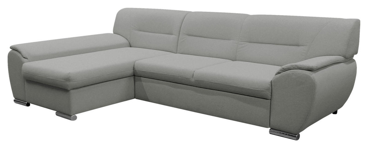ECKSOFA Hellgrau Flachgewebe  - Silberfarben/Hellgrau, Design, Kunststoff/Textil (167/281cm) - MID.YOU