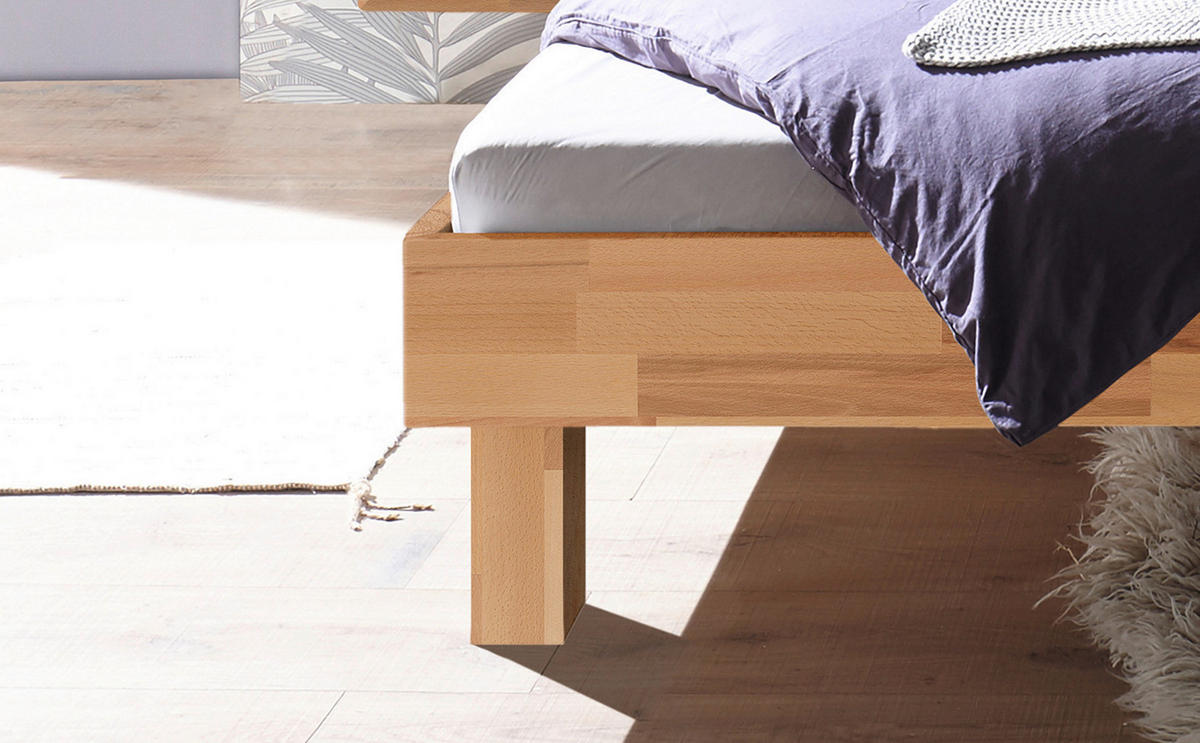 BETT 180/200 cm  in Kernbuche   - Buchefarben/Kernbuche, Natur, Holz (180/200cm) - Hasena